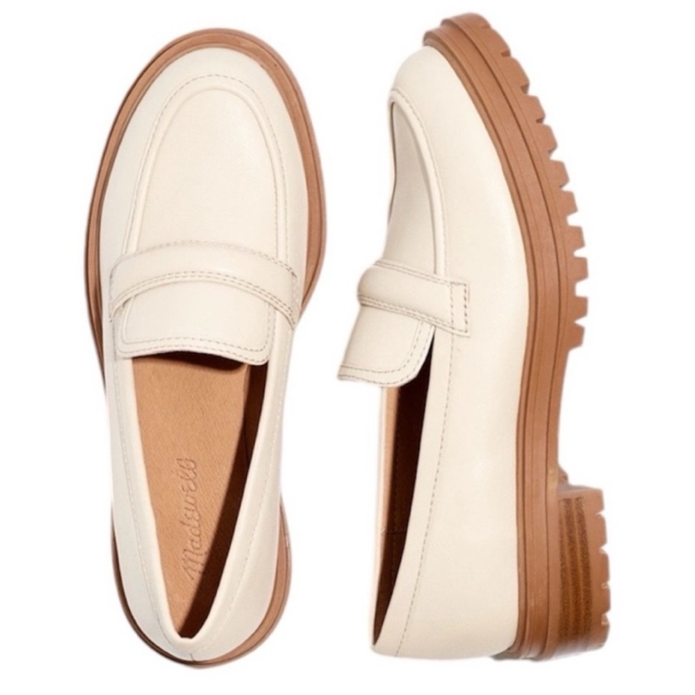 Madewell women’s Cream Leather Loafers 9.5  NIB!